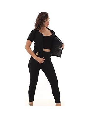 SHC4200 Unisex Incelme Yakma Spor Kıyafeti Tayt ve Fermuarlı Takım