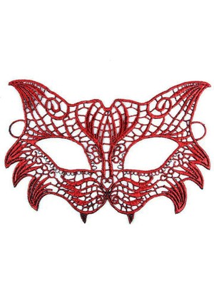 MOYS PARTY & AHSAP Kırmızı Dantel Masquerade Maskesi 8 No