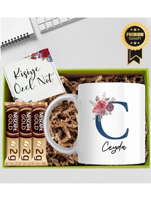 Kupa Bardak Kahve Kişiye Özel Kişiselleştirilebilir C Harfli Isimli Kupa Bardak Kahve Hediye Seti Kutup Kitap