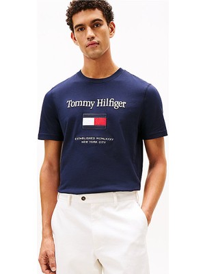 Vans Tommy Embro Flag Tee Erkek Mavi T-Shirt - MW0MW42736