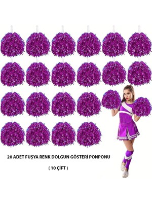 10 Çift ( 20 Adet ) Fuşya Renk 23 Nisan 19 Mayıs 29 Ekim Okul Gösteri Ponponları