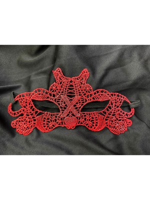 MOYS PARTY & AHSAP Kırmızı Dantel Masquerade Maskesi Çift Taraflı 10 No