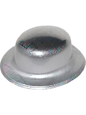 MOYS PARTY & AHSAP Gümüş Renk Hologramlı Plastik Yuvarlak Melon 27X24 cm