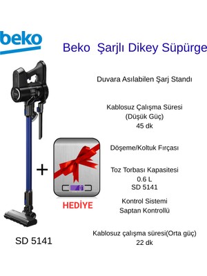 Beko Sd 5141 Şarjlı Dikey Süpürge + Hassas Mutfak Tartısı Hediye