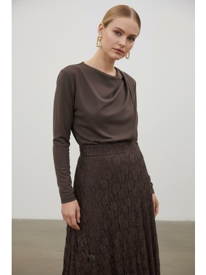 Molly Nelly Kadın Astarlı Güpürlü Lastikli Uzun Etek