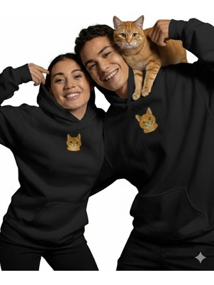 Muhtar Store Sevgililer Günü Sarman Kedi Figürlü Çift Hoodie Kombini