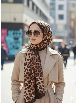 Trend Nexus Leopar Desenli Renk Geçişli Digital Soft Şal