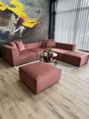 Erduran Mobilya Angelo 6 Modül Gül Kurusu Köşe Koltuk Takımı