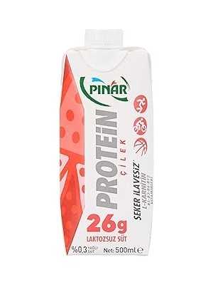 SHC4200 Pınar Çilekli Protein Süt 500 ml 26G Protein, Şeker Ilavesiz