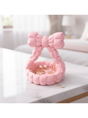 Olafigo Fiyonk Detaylı Dekoratif Takı ve Aksesuar Düzenleyici Sepet - Estetik Masaüstü Organizer