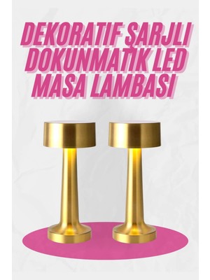 SHN Altın Rengi Masa ve Gece Lambası Dokunmatik Şarjlı Masa Lambası