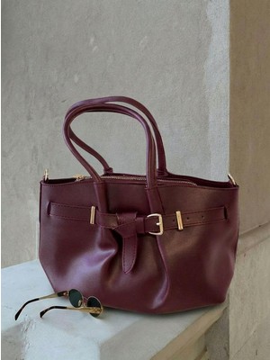 I Love Shoes Avenor Omuz Çantası Bordo Mat Deri Makyaj Çantalı