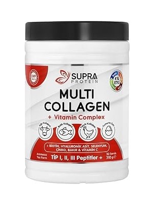 SHC4200 Supra Protein Multi Kolajen + Multi Vitamin Toz Formül 5 Ti̇p Kolajen ve Vitamin Kompleksi (Biotin,