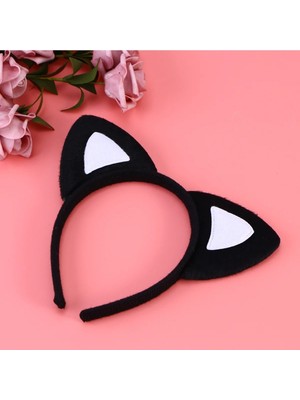 Kedi Kulak Taç Siyah Içi Beyaz Renk Pofuduk 15X17 cm