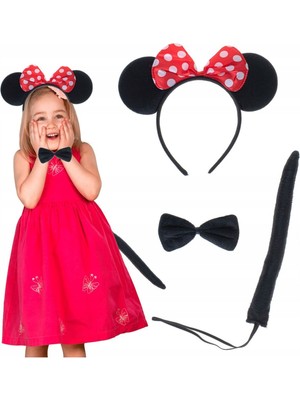 Minnie Mouse Kostüm Seti Taç Kuyruk Papyon Gösteri Seti