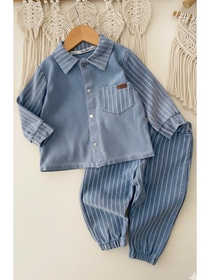 Erkek Çocuk Çizgili Kot Takım