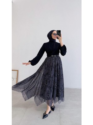 Molly Nelly Kadın Etnik Baskılı Şifon Astarlı Etek