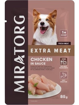 Hype Store Miratorg Adult Gravy Tavuk Etli Köpek Yaş Maması 85 gr x 24 Adet