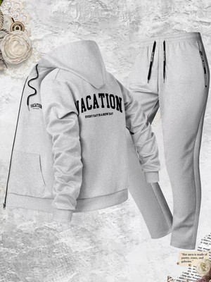 Bellanova Baskılı Fermuarli Swetshırt Eşofman Altı 2 Li Takım Alt Üst Takımı