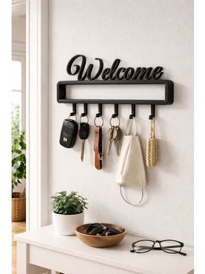 Spello Welcome Yazılı Anahtarlık Askısı| Duvar Tipi Şık Anahtar Düzenleyici