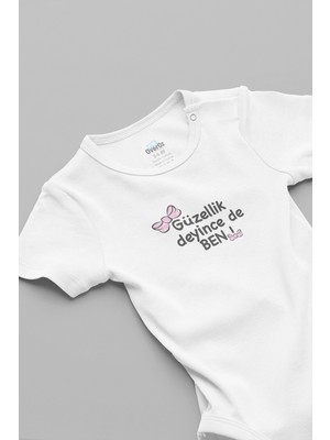 Overoz Güzellik Deyince De Ben Baskılı Bebek Body Zıbın 5934