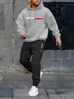 Bellanova Erkek Rahat Geometrik Desenli Örgü Eşofman