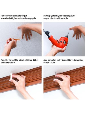 Makta ® Perde Paravan | Lazer Kesim Ahşap Sarkıt Seperatör, 4'lü Panel Levha Seti