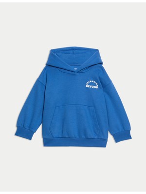 Marks & Spencer Pamuk Karışımlı Sloganlı Kapüşonlu Sweatshirt (2-8 Yaş)