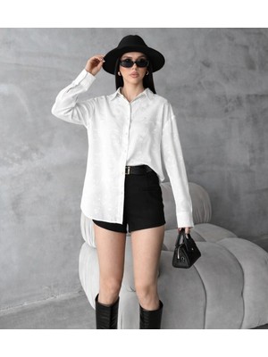 Dima Desenli Jakarlı Saten Gömlek