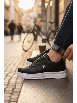 Enoch Erkek Günlük Spor Ayakkabı Kalın Tabanlı Sneaker Yaprak Logolu Trend Model