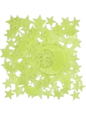 Storemax Karanlıkta Parlayan Fosforlu Ay ve Yıldız Tasarımlı Dekoratif (200 Adet Yıldız)