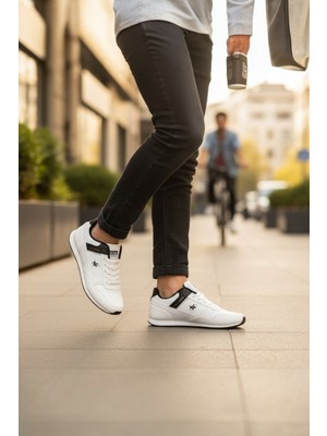 Enoch Erkek Günlük Spor Ayakkabı Nakış Logolu Sneaker Süet Garnili ve Şeritli Klasik Model