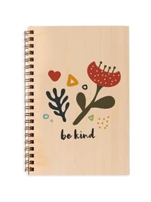 Storemax Kind Çiçek Tasarımlı 8 cm x 12 cm Ölçülerinde Çizgisiz 48 Yaprak Ahşap Kapaklı Defter