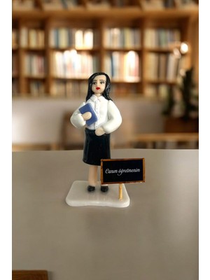 Figürart Öğretmenler Günü Hediyesi – El Yapımı Öğretmen Kadın Biblo -Koleksiyonluk Dekor