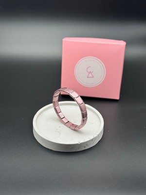 Alsem Mor ve Pembe Paslanmaz Çelik Charm Uyumlu Esnek Bileklik , Soft Italyan Esnek Bileklik