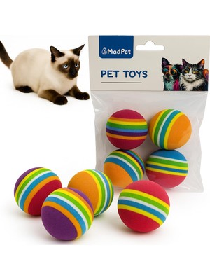 Hype Store Kedi Oyuncak Topu – 4’lü Sünger Top Seti – Renkli ve Hafif Köpük Toplar – Dayanıklı, Güvenli ve Eğle