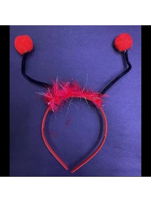 Nevamel Kırmızı Ponponlu Gösteriler Için Plastik Uğur Böceği Tacı