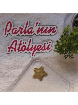 Parla'nın Atölyesi 0-3 Yaş Az Saçlı ve Saçsız Bebek Tokası Sarı Simli Yıldız