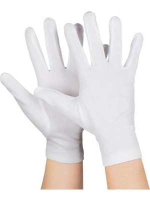 Pazarita Beyaz Renk Çocuk Boy Likralı Pandomim Eldiveni