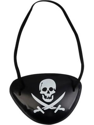 Pazarita Siyah Renk Kuru Kafa Baskılı Plastik Korsan Göz Maskesi Korsan Göz Bandı