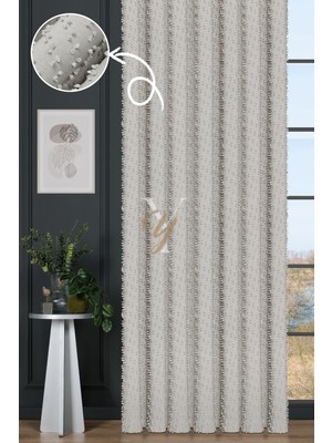Yunilla Linda Fon Perde V-6001-S Krem Simli
