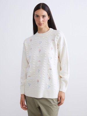 Lc Waikiki Yeni Sezon Bisiklet Yaka Çiçekli Kadın Triko Tunik