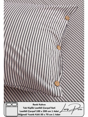 Tek Kişilik Lastikli Çarşaf Seti Pamuklu Iplik Boyalı 100X200CM Düğmeli Yastık KILIFI(50X70CM1ADET)