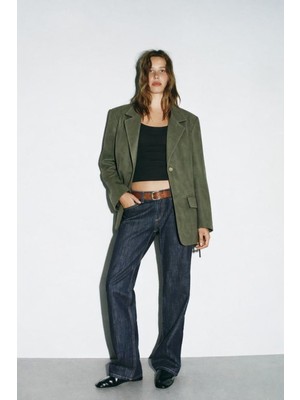 Hakke Kadın Şık Süet Blazer Ceket