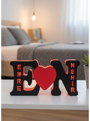 Runc Design Kişiye Özel Isimli Harf Lamba - Sevgiliye Hediye Işıklı Dekoratif Gece Lambası