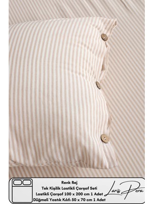 Tek Kişilik Lastikli Çarşaf Seti Pamuklu Iplik Boyalı 100X200CM Düğmeli Yastık KILIFI(50X70CM1ADET)