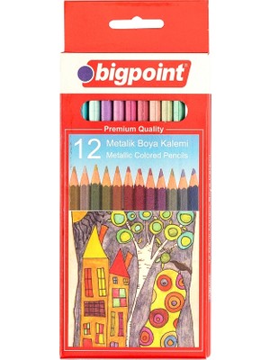 Bigpoint 12'li Metalik Kuru Boya Kalemi Çok Renkli Çocuklar İçin Güvenli Kırtasiye Ürünü