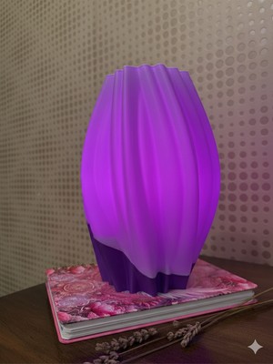 Generic 3D Baskı Dekoratif Masa Lambası – USB Kablolu LED Aydınlatma – Renk Yansımalı Işık Etkisi – Pembe/turuncu/turkuaz/mor Alt Gövde Seçenekli – 25X16 cm Modern Tasarım Gece Lambası