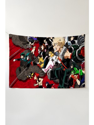 Charmbi My Hero Akademia Duvar Örtüsü – Çok Renkli Anime Temalı Kumaş Oda Dekoru Tapestry