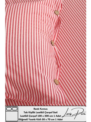 Tek Kişilik Lastikli Çarşaf Seti Pamuklu Iplik Boyalı 100X200CM Düğmeli Yastık KILIFI(50X70CM1ADET)